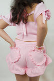 Pink Heart Pocket Shorts