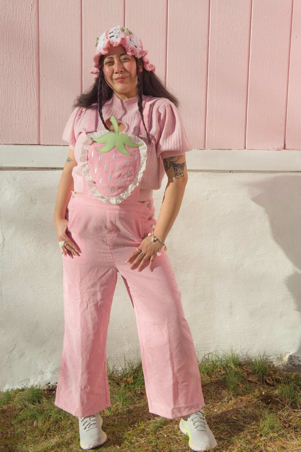 Pink Strawberry Overalls