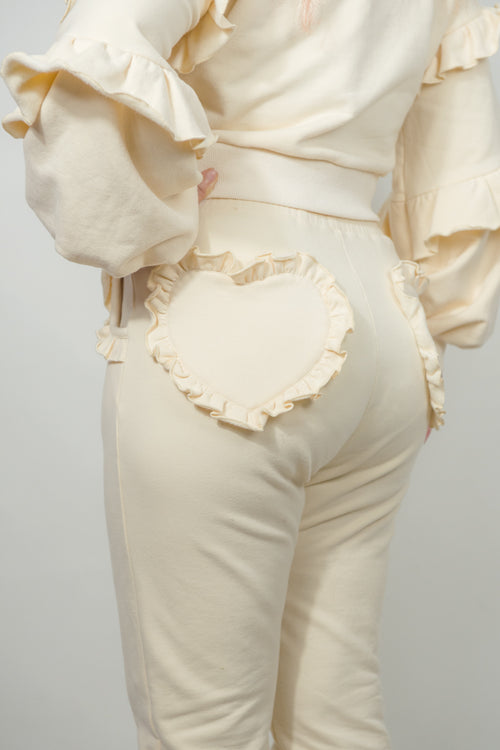 Cream Heart Pocket Joggers