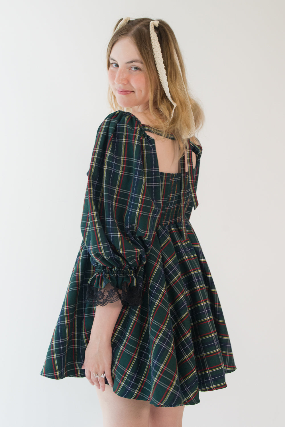 Green Tartan Cottage Dress
