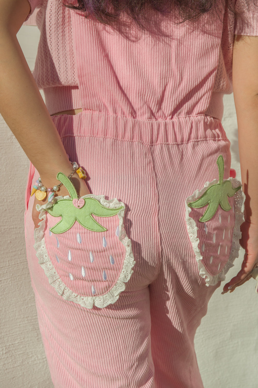 Pink Strawberry Overalls