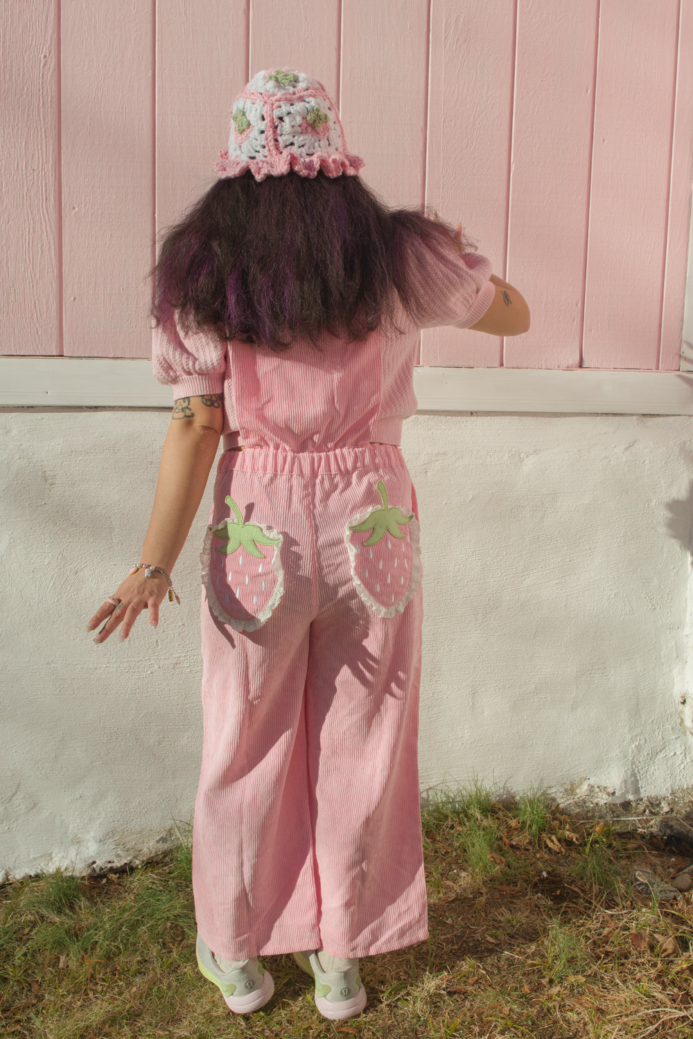 Pink Strawberry Overalls