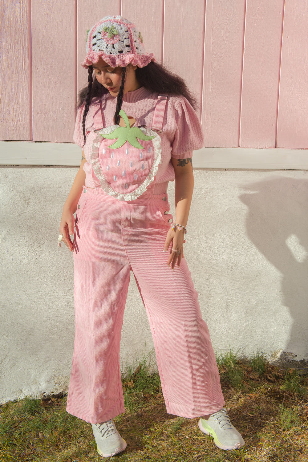 Pink Strawberry Overalls