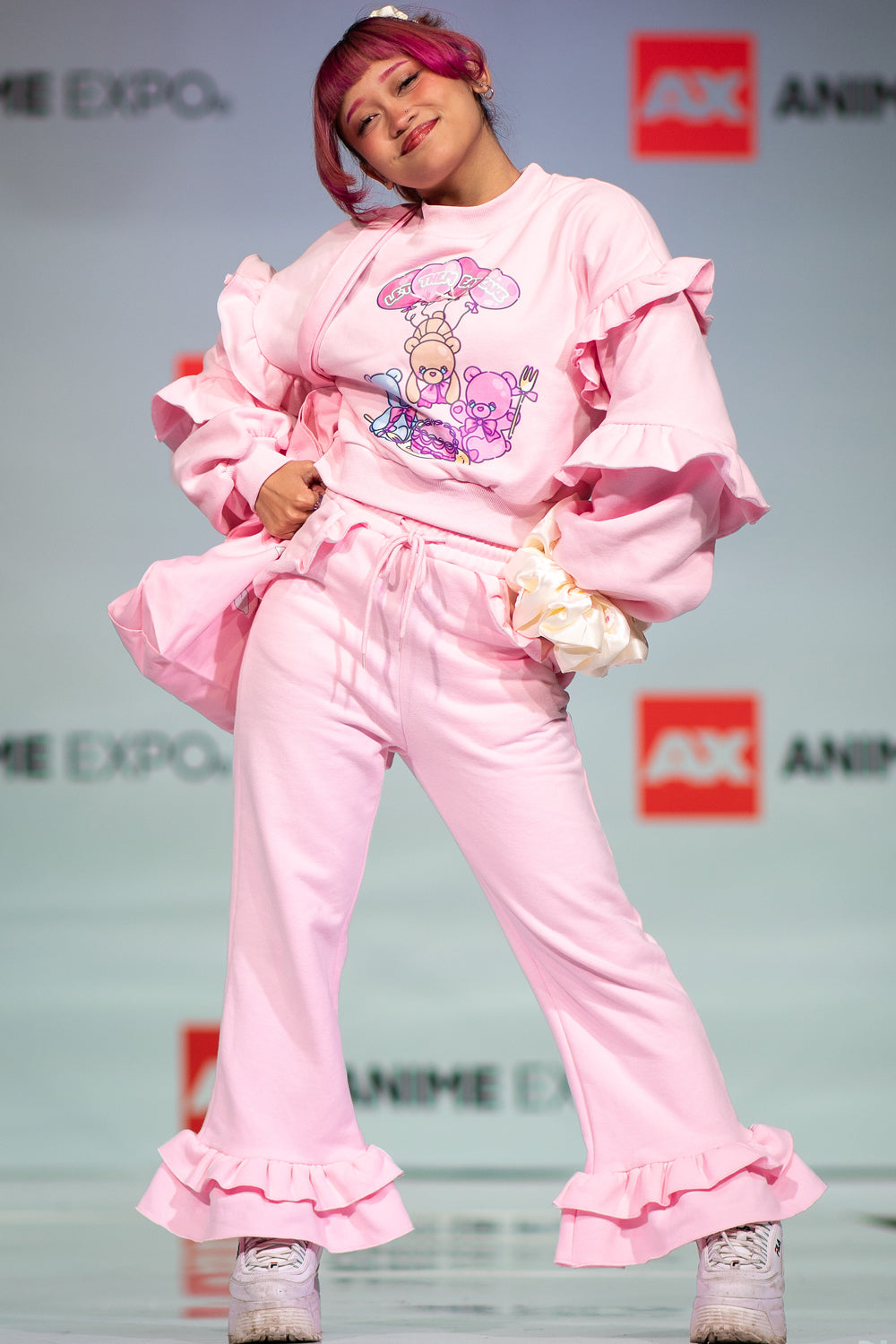 Pink Heart Flared Sweatpants