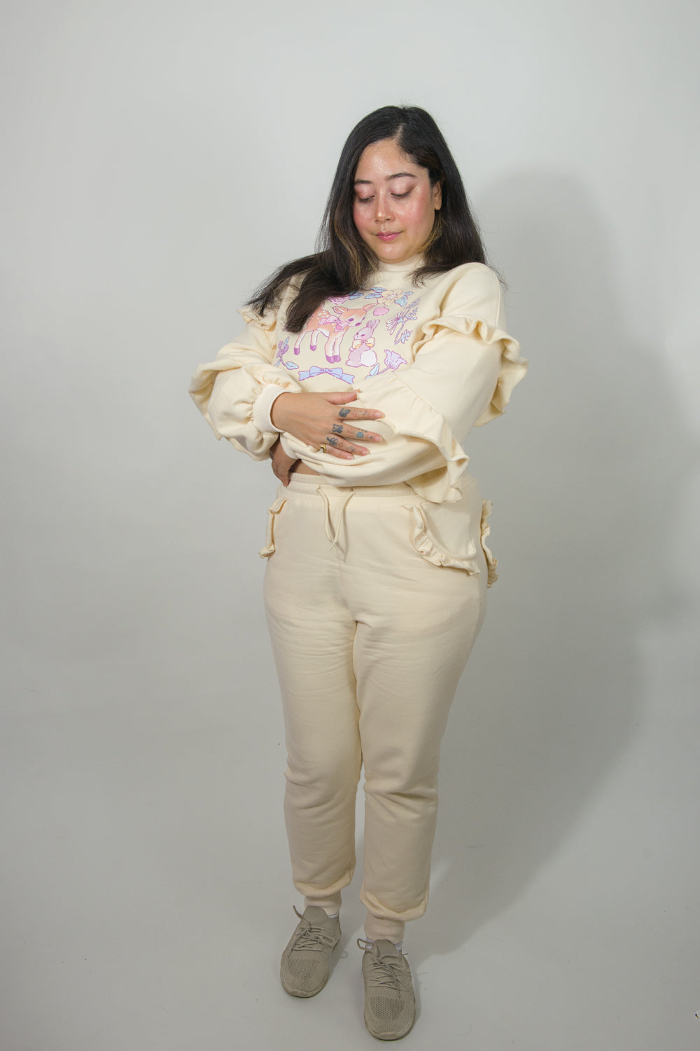 Cream Heart Pocket Joggers